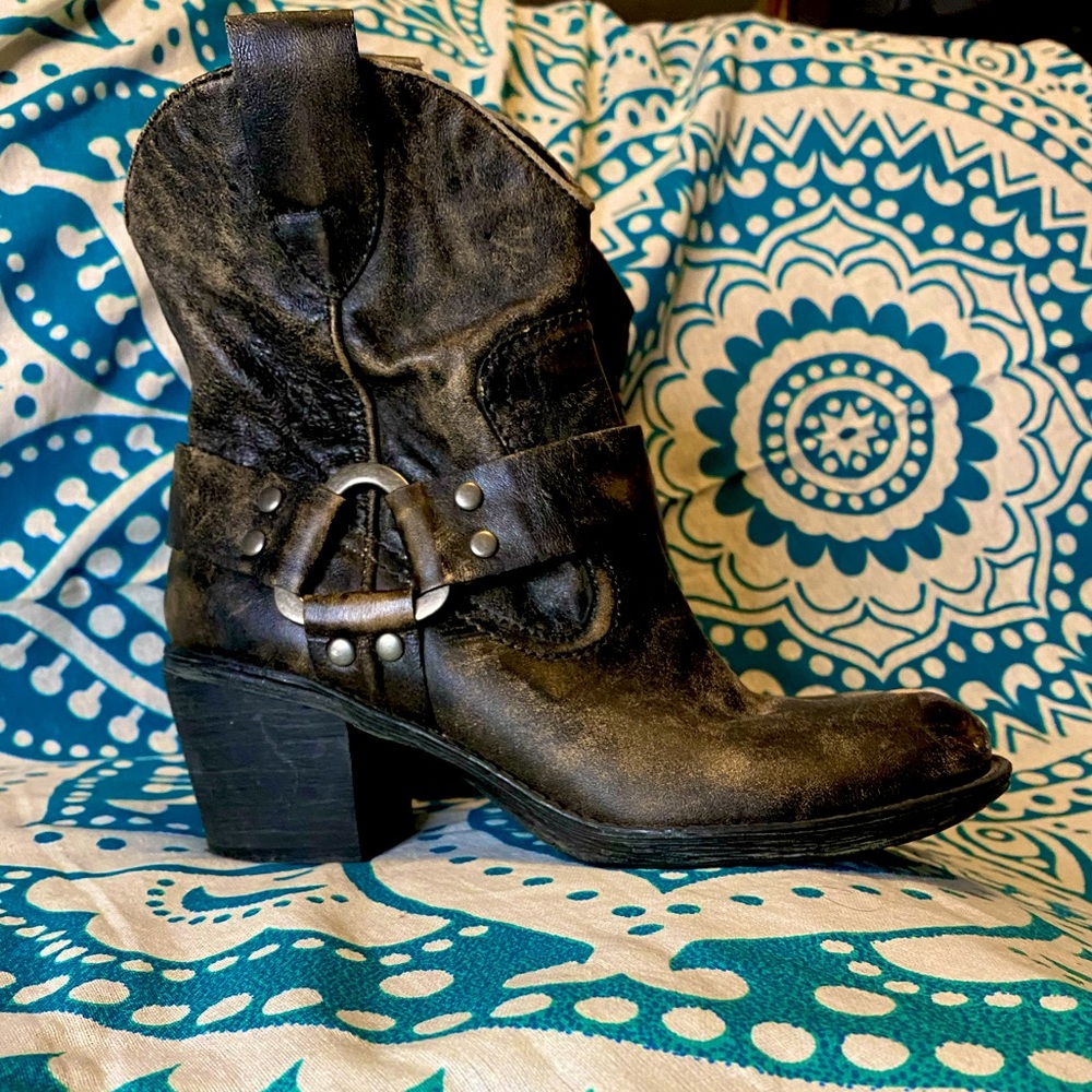 Nine West Vintage America Distressed Boot 6 Cowboy Rugged Leather Retro